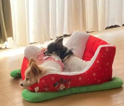 Cozy Christmas Sleigh Pet Bed